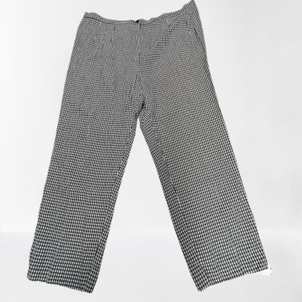 Tombolini Ideale Womens Black Gingham Linen Blend Cropped Pants Size 56 Office